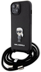 Husa pentru iPhone 15 - Karl Lagerfeld Saffiano Crossbody KLHCP15SSASKNPSK - Monogram Metal Pin Karl 