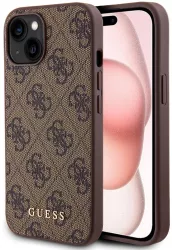 Husa pentru iPhone 15 Plus - Guess Hardcase 4G Metal Gold Logo GUHCP15MG4GFBR - Brown 