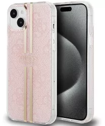 Husa pentru iPhone 15 Plus - Guess Hardcase IML 4G Gold Stripe GUHCP15MH4PSEGP - Pink 
