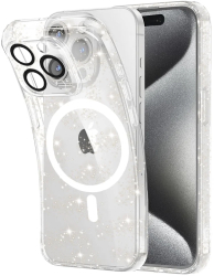 Husa pentru iPhone 15 Pro Max - Techsuit SparkleSkin MagSafe Series - Clear