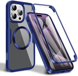 Husa pentru iPhone 16 Pro Max + Folie - Techsuit ColorVerse 360 MagSafe Series - Blue 