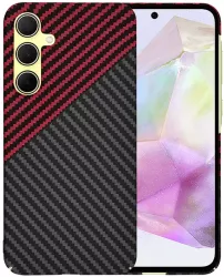 Husa pentru Samsung Galaxy A35 5G - Techsuit Carbonite FiberShell - Red Vortex 