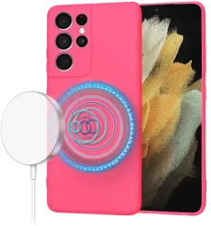 Husa pentru Samsung Galaxy S21 Ultra 5G - Techsuit SoftFlex MagSafe - Hot Pink 