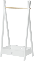 Cuier tip Suport de Haine pentru Copii Material MDF si Lemn Bambus Culoare Alb Dimensiuni 126x73x43 cm