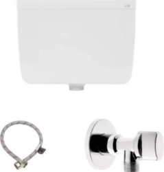 Rezervor WC Beta Export 9 l cu montaj la semiinaltime Alb cu robinet coltar 1/2 x 1/2 si racord alimentare apa 1/2 x 3/8 