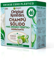 Sampon solid hidratant cu extract de nuca de cocos si aloe vera Garnier Original Remedies 60 g 