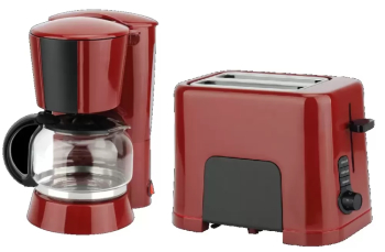 Pachet filtru de cafea si prajitor de paine Studio Casa Duo Neology 900 W 1.25 l Carafa sticla Rosu Negru 
