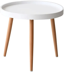 Masuta cafea rotunda AB360 cadru lemn blat polipropilena 49.5x44.5 cm alb 