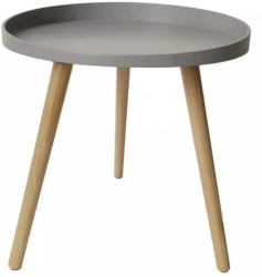 Masuta cafea rotunda AB360 cadru lemn blat polipropilena 49.5x44.5 cm gri 