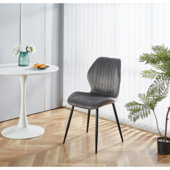 Scaun living AB104 catifea picioare metalice robust 89x48x43 cm sarcina maxima 100 kg gri 