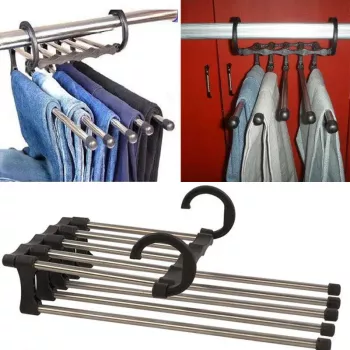 Umeras pliabil pentru 5 perechi de Pantaloni suport metalic cromat 