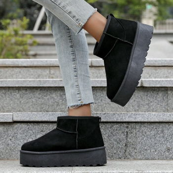 Ghete negre tip UGG cu talpa groasa 333-78 116 