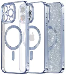Husa pentru iPhone 13 Pro Max - Techsuit Luxury Glitter MagSafe - Light Blue 