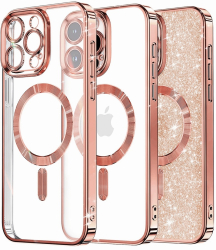 Husa pentru iPhone 13 Pro Max - Techsuit Luxury Glitter MagSafe - Rose Gold 