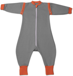 Sac de dormit copii cu picioare si maneci detasabile din bumbac flausat 6-18 luni Kidizi Grey 1 tog 