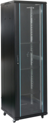 Cabinet metalic 19'' 37U 600x600, de podea, ușă din sticlă, dezasamblat, negru RAL9004, Dateup