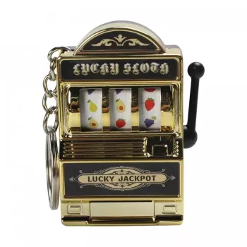 Breloc Model Slot Machine Mecanism Functional 4x6 cm Plastic Auriu 