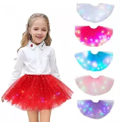 Fusta Luminoasa cu Lumini LED Pentru Fetite Multicolore Incorporate Model Stelute 30 cm 