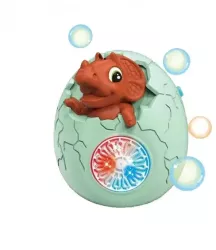 Jucarie Dinozaur Interactiva de Facut Baloane de Sapun Pentru Copii Maro cu Lumini si Sunete 11x 9x13 cm 