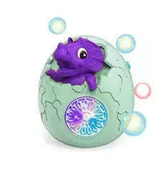 Jucarie Dinozaur Interactiva de Facut Baloane de Sapun Pentru Copii Mov cu Lumini si Sunete 11x 9x13 cm 
