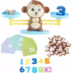 Jucarie Maimuta tip balanta invatam matematica joc de invatare a numerelor si jucarii educative pentru copii maro 