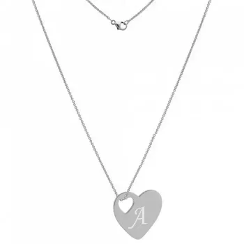 Lant Argint 925 70 Cm si Charm Inima Argint 925 Gravat Litera Ta 