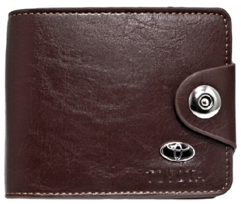 Portofel barbatesc maro din piele cu sigla toyota 12 x 10 x 2 cm Magrot 046 