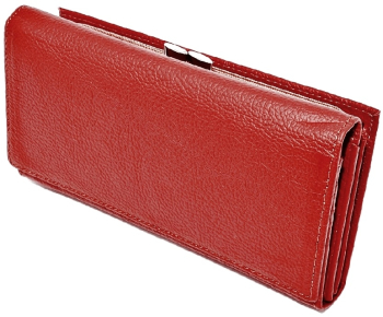 Portofel de dama Hassion din piele naturala 19 x 10 cm rosu inchis 1519 magrot 13979 