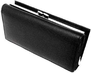 Portofel de dama Hassion din piele naturala negru 19 x 10 cm magrot 1519 