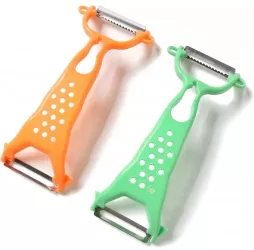 Set 2 curatatoare dubla Legume si Fructe din Plastic Agatatoare Verde/Portocaliu 18 cm 