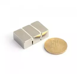 Set 3 magneti foarte puternic tip bloc 20 x 10 x 10 mm gri 