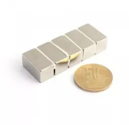 Set 5 magneti foarte puternic tip bloc 20 x 10 x 10 mm gri 