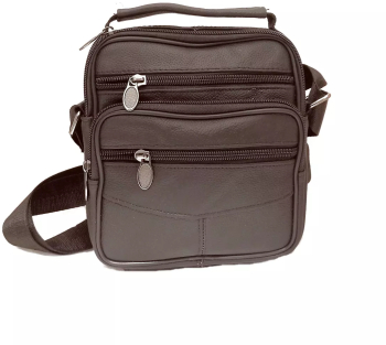 Borseta barbati din piele naturala maro brun de umar si mana 17x18 cm Magrot 3066 