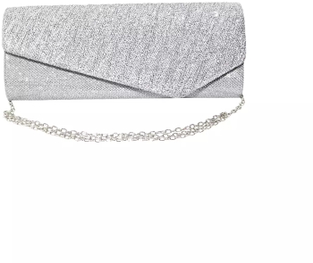 Geanta plic pentru ocazii si petreceri argintiu sclipitor 27 x 11 cm Magrot 20338 