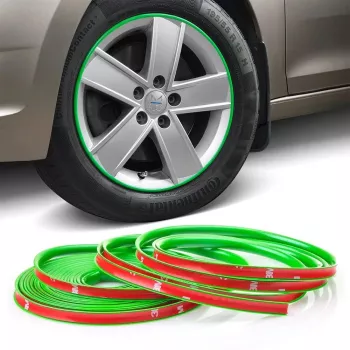 Inele de protectie si decor jante adezive din plastic flexibil - VERDE 