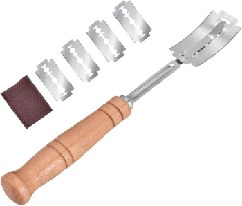 Cuțit de pâine + 5 lame inox/lemn protector lama 18.5cm
