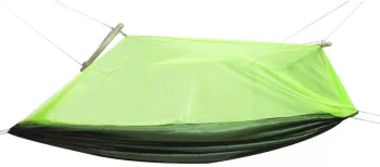 Hamac de Camping Dublu 2 persoane 200 x 100 cm + Plasa de tantari culoare Verde