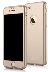 Husa 360 Grade Cu Geam Inclus Iphone 5/5S/SE Gold 