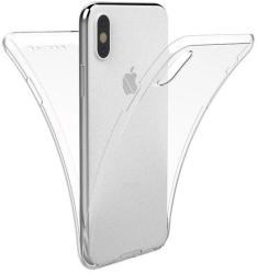 Husa 360compatibila iPhone XS Max fata+spate silicon Transparent
