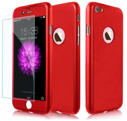 Husa Aisi Iphone 7 Full Cover 360 + folie sticla Rosu 
