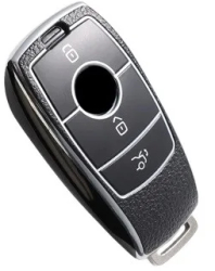 Husa de protectie premium pentru cheie auto Elegance Luxury Cover Key Neagra cu insertii piele compatibila 