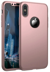 Husa Full Cover fata + spate pentru Apple iPhone X Rose Gold 