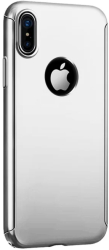 Husa GloMax FullBody Silver pentru Apple iPhone X cu folie de sticla inclusa 