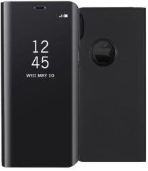 Husa iPhone XS Max - Flip Mirror tip Carte Capac translucid Neagra 