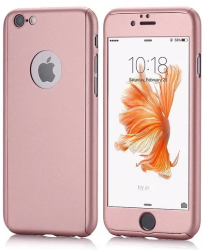 Husa pentru Apple iPhone 6+ Rose-Auriu acoperire completa 360 grade cu folie de sticla gratis 
