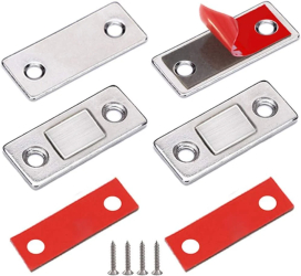 Inchidere magnetica metalica ultra-subtire pentru dulap 2 buc Pentru usi si geamuri Argintiu 