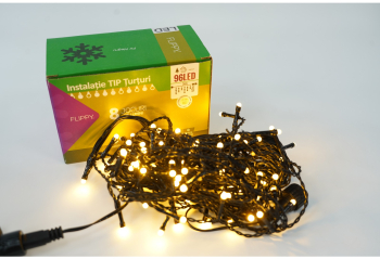 Instalatie de Craciun Flippy® Tip Turturi 8 jocuri de lumini Sectiune 3 m 96 LED-uri Interconectabila Fir Negru Alb Cald 