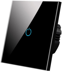 Intrerupator Touch Sticla Securizata Design Modern Iluminare LED 1 Faza Negru 