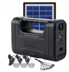 Kit solar GD-Lite 8017 dotat cu dispozitive USB cu 3 becuri LED + acumulator de mare capacitate negru 