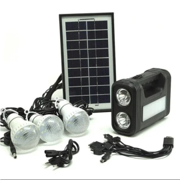 Kit solar GD-Lite 8017 dotat cu dispozitive USB cu 3 becuri LED si acumulator de mare capacitate 